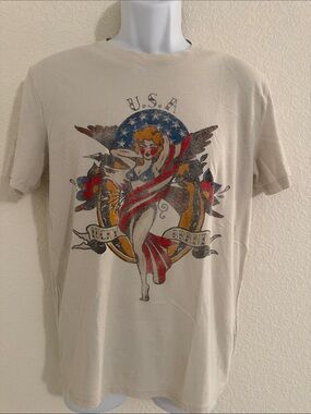 Lucky Brand Cream Short-Sleeve USA Pin-Up Graphic Tee